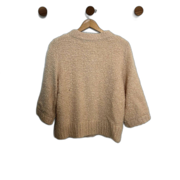 Anthro HWR Cardigan Mohair Sweater Large Dusty Pink 3/4 Sleeve Button-front - Picture 10 of 15